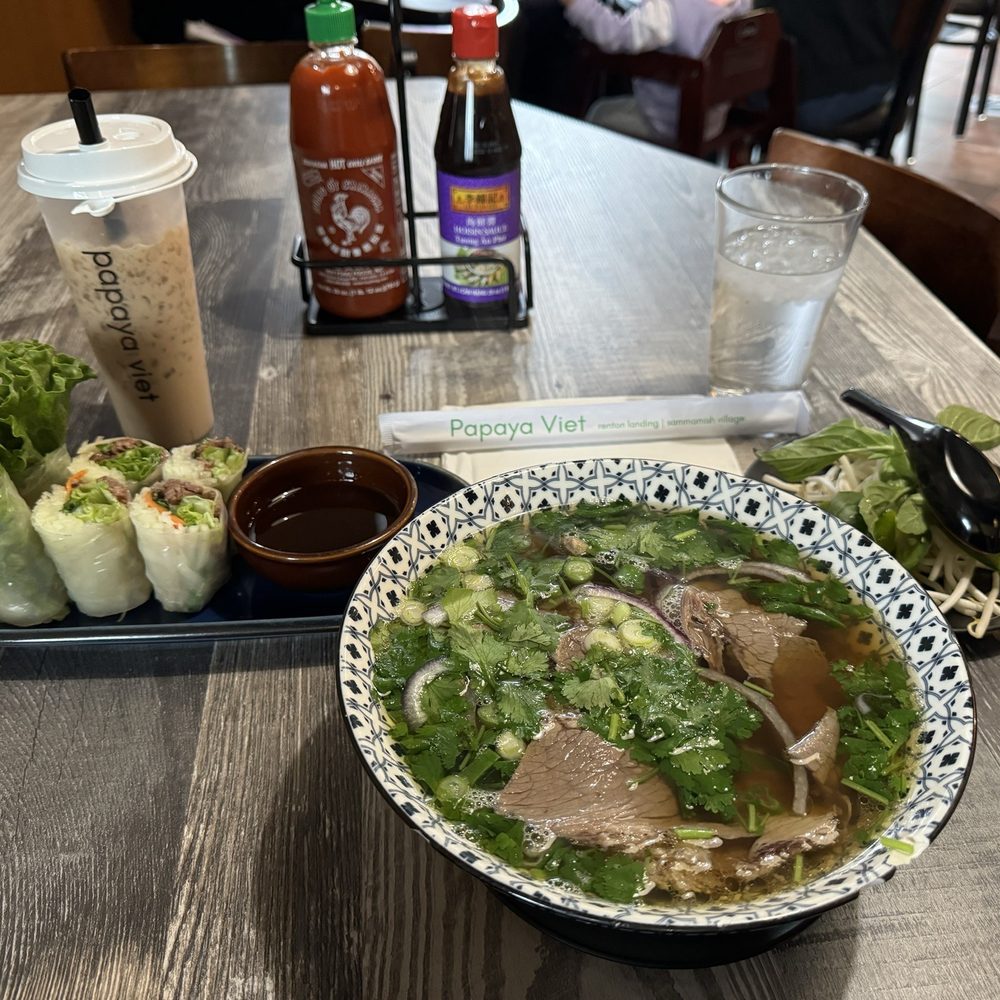 Papaya Renton Landing - Brisket Pho and Papaya Beef Rolls with milk tea - Vietnamese Near Me - Renton, Washington Papaya Renton Landing - Brisket Pho and Papaya Beef Rolls with milk tea - Vietnamese Near Me - Renton, Washington