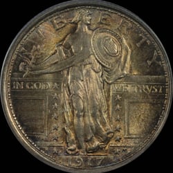 D & J Coins - 1917 Ty I Standing Liberty Quarter PCGS MS 63 Full Head.   Great Color.