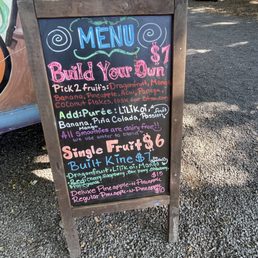Menu options for smoothies