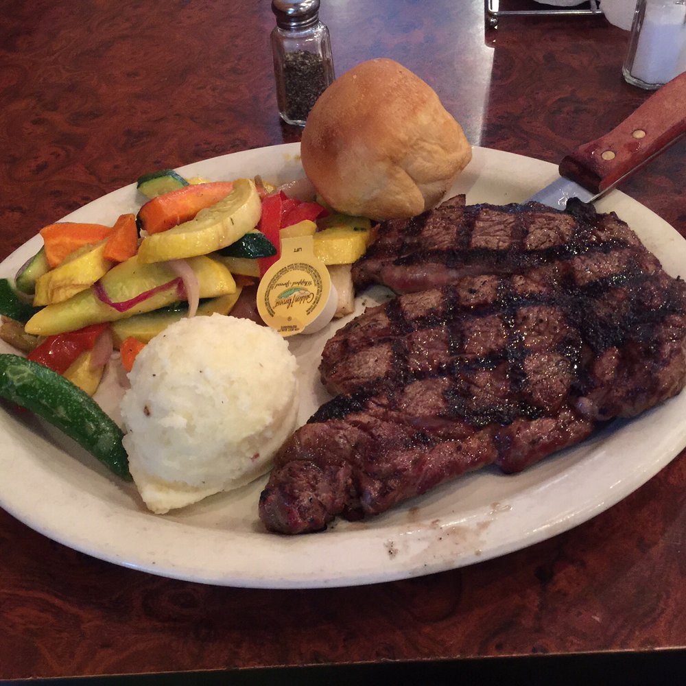 Landmark Grill - Ribeye Steak with vegetables and mash potatoes no gravy. Steak was juicy and delicious. - American Near Me - Lewisville, Texas Landmark Grill - Ribeye Steak with vegetables and mash potatoes no gravy. Steak was juicy and delicious. - American Near Me - Lewisville, Texas