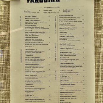 Yardbird - Menu - Southern Near Me - Las Vegas, Nevada Yardbird - Menu - Southern Near Me - Las Vegas, Nevada