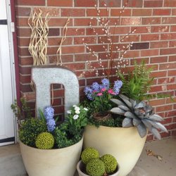 Green Mountain Garden - Semi-permanent-- this arrangement is all faux. No maintenance, no watering while we wait for the weather to stabilize!