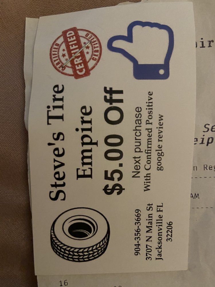 STEVE’S TIRE EMPIRE Updated September 2024 16 Reviews 3707 N Main St, Jacksonville