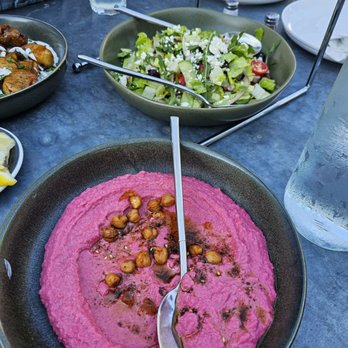 The Courtyard Kitchen - Beet hummus Chopped Salad - New American Near Me - Santa Monica, California The Courtyard Kitchen - Beet hummus Chopped Salad - New American Near Me - Santa Monica, California