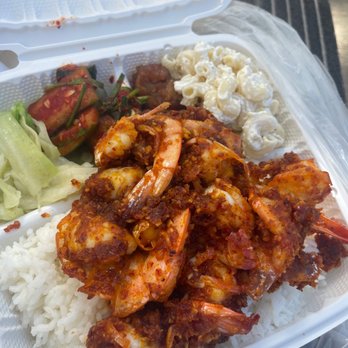 Kahuku Shrimp Go-Rae - Spicy garlic shrimp plate (2 spoon spice) - Food Stands Near Me - Honolulu, Hawaii Kahuku Shrimp Go-Rae - Spicy garlic shrimp plate (2 spoon spice) - Food Stands Near Me - Honolulu, Hawaii