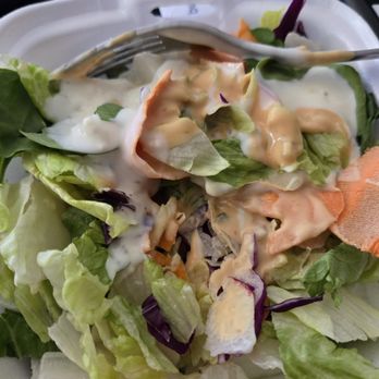 Elements Kitchen Plus Bar - This is the salad with the dressing poured on it. It looks nothing like what we used to get here. - New American Near Me - Emmett, Idaho