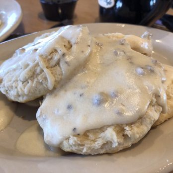 The Toasted Yolk Cafe - Biscuits and gravy (Heart attack on a rack - in diner lingo) - Breakfast & Brunch Near Me - Spring, Texas The Toasted Yolk Cafe - Biscuits and gravy (Heart attack on a rack - in diner lingo) - Breakfast & Brunch Near Me - Spring, Texas