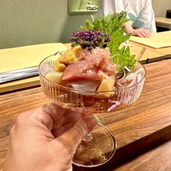 Sabi Omakase - "Seafood cocktail" with several fish including toro and uni