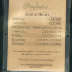 Pinspiration Bucks Mont - Hours for Thursday