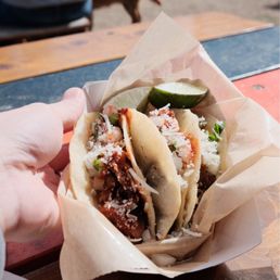 Carnitas, barbacoa , and chicken tacos Carnitas, barbacoa , and chicken tacos