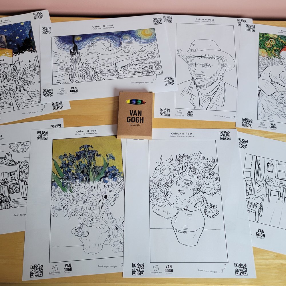 Van Gogh Exhibition - Coloring sheets and crayons from the exhibit - Art Galleries Near Me - Seattle, Washington Van Gogh Exhibition - Coloring sheets and crayons from the exhibit - Art Galleries Near Me - Seattle, Washington