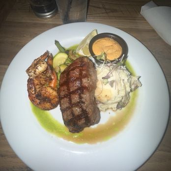 Foster's Kitchen - Steak and shrimp with veggies and mashed potatoes - American Near Me - Waikoloa, Hawaii Foster's Kitchen - Steak and shrimp with veggies and mashed potatoes - American Near Me - Waikoloa, Hawaii