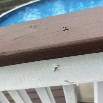 Guerreros Gutters and Construction - My friend was leaning on deck and he accidentally got stabbed by this screw that they poorly installed - Decks & Railing Near Me