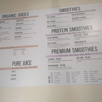 Impact Juice Bar - Menu as of 2024_March_8 - Juice Bars & Smoothies Near Me - Orange, California
