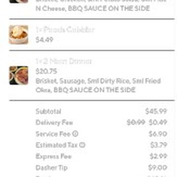 Tony's Barbeque & Steak House - 11.11.25 - doordash receipt, clearly showing (1) 2 meat plate, moist brisket and chicken was ordered, however, what was delivered was not. - Barbeque Near Me - Baytown, Texas Tony's Barbeque & Steak House - 11.11.25 - doordash receipt, clearly showing (1) 2 meat plate, moist brisket and chicken was ordered, however, what was delivered was not. - Barbeque Near Me - Baytown, Texas