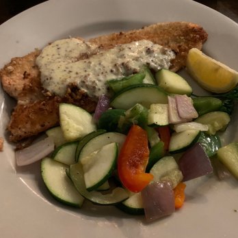 Dewey's Restaurant and Bar - Pecan crusted trout with sautéed vegetables. - Sandwiches Near Me - Moab, Utah