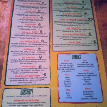 Oscar's Cafe - Menu other side - Mexican Near Me - Springdale, Utah