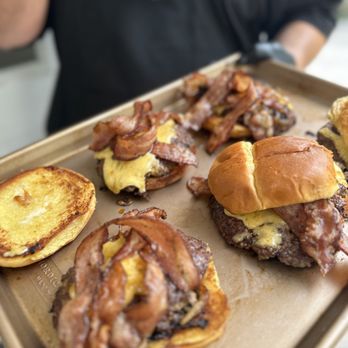 Matty’s Patty’s - ows a tray of burgers - Burgers Near Me - Cypress, Texas