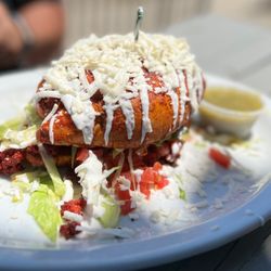 Cocuyo’s Restaurant - Chorizo Pambosa - sort of like a torta, but the bread is dipped & fried in a red guajillo pepper sauce. Very good!