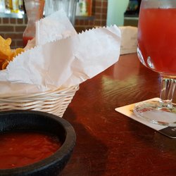 Los Cazadores - Raspberry margarita and chips and salsa