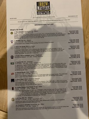 Menu photo 1 Brewmasters Wilson, NC Menu photo 1 Brewmasters Wilson, NC