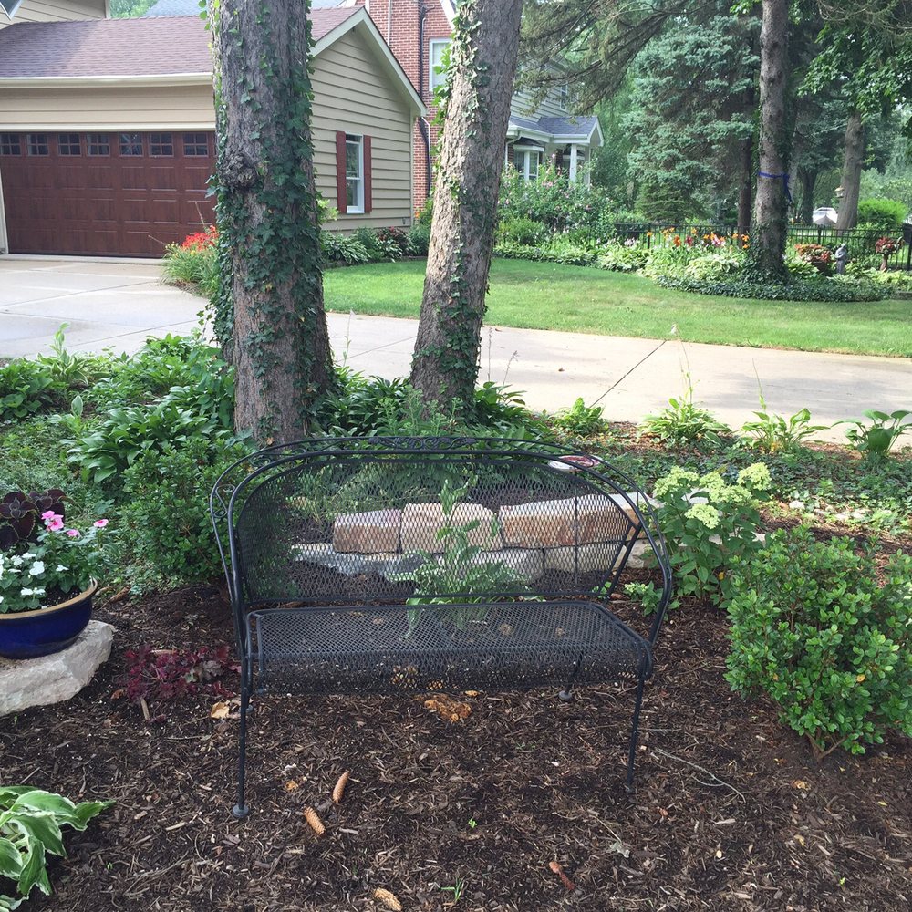 Affordable Antiques & More - Vintage wrought iron bench now in my yard. - Antiques Near Me - Naperville, Illinois Affordable Antiques & More - Vintage wrought iron bench now in my yard. - Antiques Near Me - Naperville, Illinois