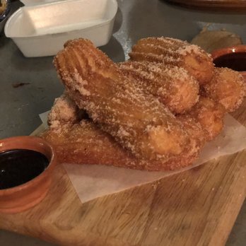 Espadín - Dessert!!! Churros with chocolate sauce on one side and caramel sauce on the other - Cocktail Bars Near Me - Temecula, California Espadín - Dessert!!! Churros with chocolate sauce on one side and caramel sauce on the other - Cocktail Bars Near Me - Temecula, California