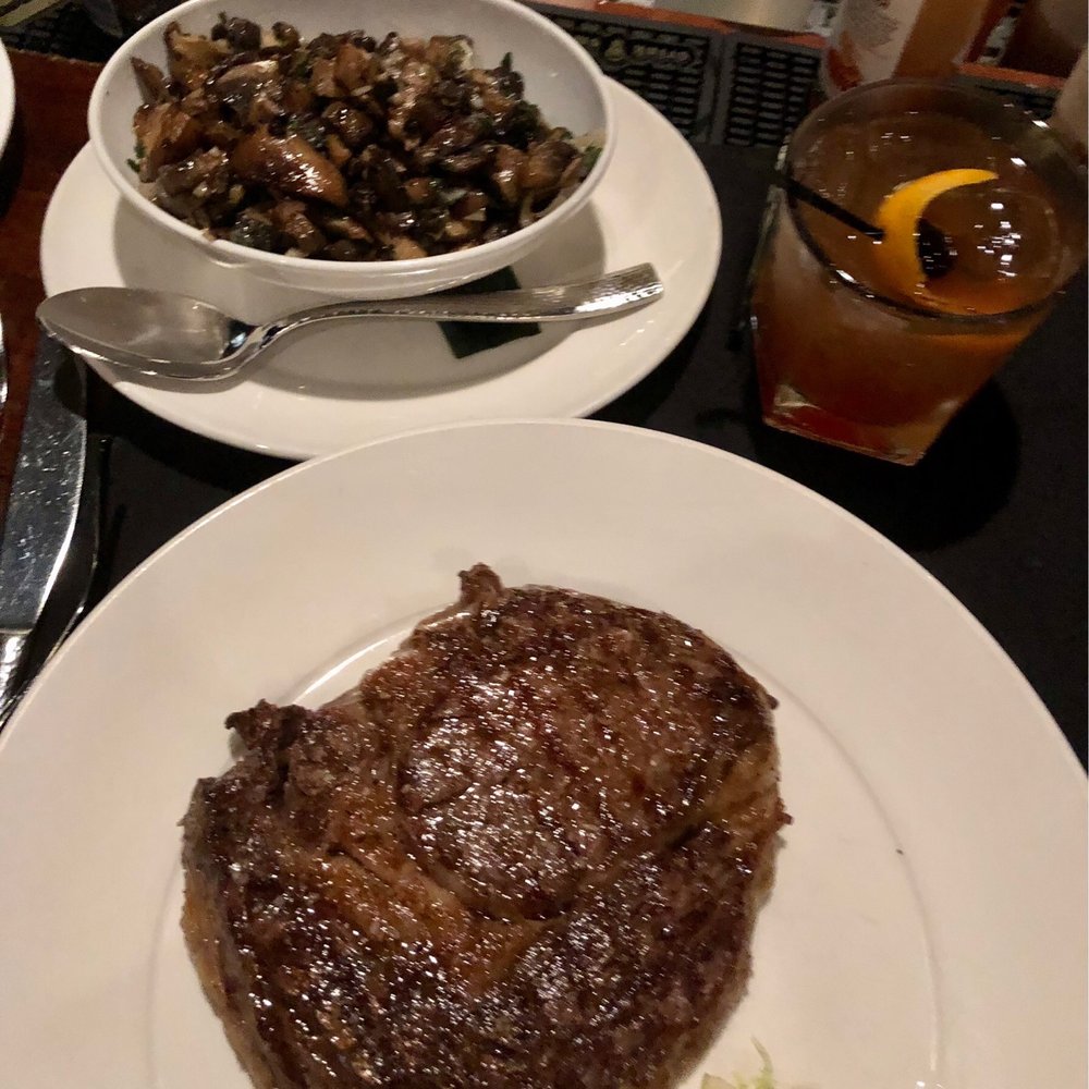 ChopHouse Thirteen - 14 oz Ribeye, sautéed mushrooms, Woodford Reserve Old Fashion - Bars Near Me - Jacksonville, Florida ChopHouse Thirteen - 14 oz Ribeye, sautéed mushrooms, Woodford Reserve Old Fashion - Bars Near Me - Jacksonville, Florida