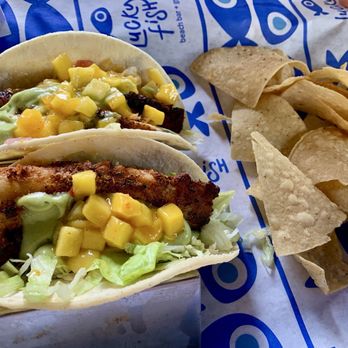 Lucky Fish Beach Bar & Grill - Mahi-mahi tacos with corn tortillas - Seafood Near Me - Pompano Beach, Florida