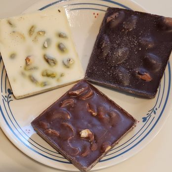 Chocolate Therapy - Trio Nut Bark Collection gets you 4 of each - Chocolatiers & Shops Near Me - Wayland, Massachusetts Chocolate Therapy - Trio Nut Bark Collection gets you 4 of each - Chocolatiers & Shops Near Me - Wayland, Massachusetts