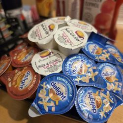 Flavored coffee creamer (already on the table - yay!)