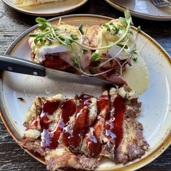 Broder Strand - Ham Benedict and Potato Cakes. - Cafes Near Me - Astoria, Oregon Broder Strand - Ham Benedict and Potato Cakes. - Cafes Near Me - Astoria, Oregon