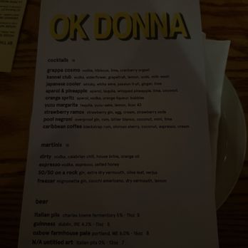 OK Donna - menu - Italian Near Me - Charleston, South Carolina