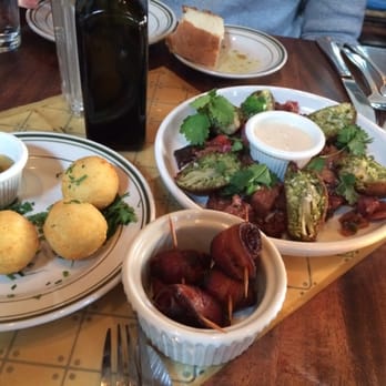 Olea - Goat cheese croquettes falafel stuffed with artichoke hearts and bacon wrapped dates - Tapas Bars Near Me - Brooklyn, New York Olea - Goat cheese croquettes falafel stuffed with artichoke hearts and bacon wrapped dates - Tapas Bars Near Me - Brooklyn, New York