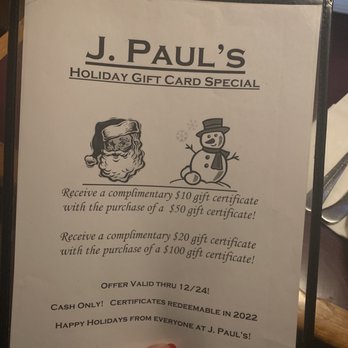 J Pauls Terrace Cafe - Holiday gift card special - New American Near Me - Oceanside, New York J Pauls Terrace Cafe - Holiday gift card special - New American Near Me - Oceanside, New York