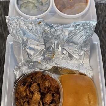 Tennessee's Real BBQ Real Fast - Maybe not environmentally friendly, but well packaged to go Chopped BBQ Beef Sandwich with 2 Sides. - Barbeque Near Me - Framingham, Massachusetts