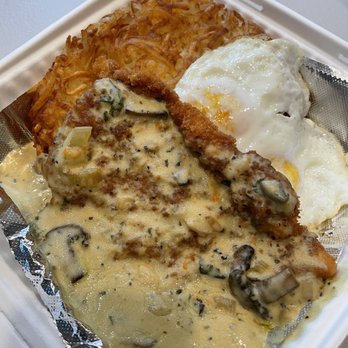 Gravy - Fried chicken with hash brown and over medium eggs - American Near Me - Portland, Oregon