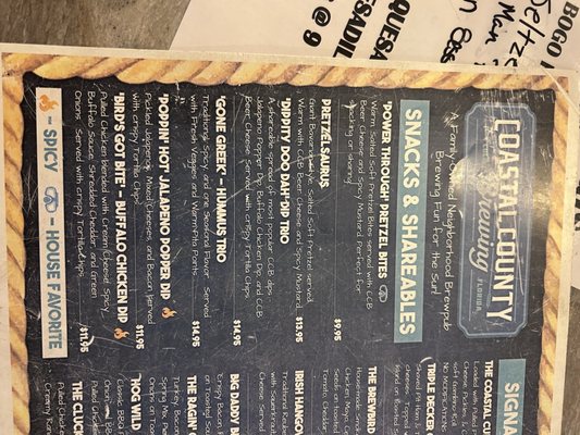 Menu photo 6 Coastal County Brewing Pensacola, FL