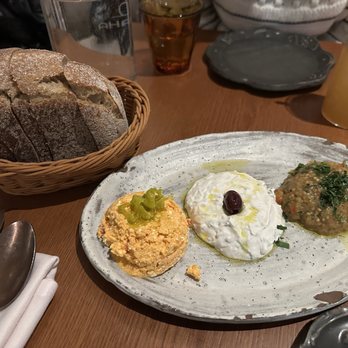 Bar Vlaha - From left to right: Kopanisti, Tzatziki, Melitzanosalata - Greek Near Me - Brookline, Massachusetts Bar Vlaha - From left to right: Kopanisti, Tzatziki, Melitzanosalata - Greek Near Me - Brookline, Massachusetts