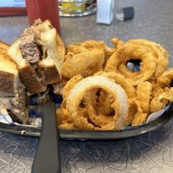 KC's Classic Burger Bar - Ordered medium, came well done, batter falling off rings