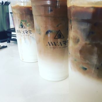 Aware Coffee - Mint Mojito Latte (back), Vietnamese Cold Brew Coffee (middle) Bourbon Vanilla Latte (front) - Coffee & Tea Near Me - Las Vegas, Nevada