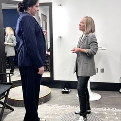 Katie Curates - Los Angeles, Eco-friendly personal stylist Katie Carreiro with a client.