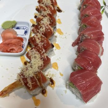 Kaguya - Shrimp Crunch Roll with tuna on top and California Roll with Tuna on top - Japanese Near Me - Mission Viejo, California Kaguya - Shrimp Crunch Roll with tuna on top and California Roll with Tuna on top - Japanese Near Me - Mission Viejo, California