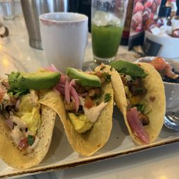 Care asada breakfast taco special. Kale juice so yummy and coffee of course.