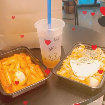 Toridori - Topokki and Kimchi Fried Rice (With Egg) with Lavender Lemonade add Strawberry Boba!! - Bubble Tea Near Me - Carrollton, Texas Toridori - Topokki and Kimchi Fried Rice (With Egg) with Lavender Lemonade add Strawberry Boba!! - Bubble Tea Near Me - Carrollton, Texas