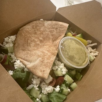 Dovetail Restaurant & Shop - Greek salad w/ chicken - Wine Bars Near Me - Boston, Massachusetts