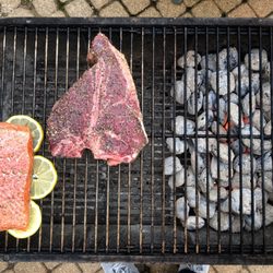 Roberts' Specialty Meats - Salmon fillet and choice porterhouse steak from Robert's.