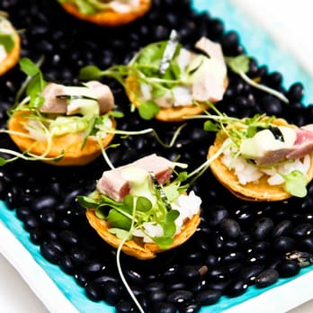 Esprit Events - Micro salad with seared tuna in a tortilla crisp - Caterers Near Me - New York, New York Esprit Events - Micro salad with seared tuna in a tortilla crisp - Caterers Near Me - New York, New York