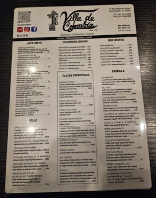 Menu photo 5 Villa De Colombia Hackensack, NJ