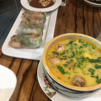Red Rice Kitchen - Chicken springs rolls with tum yum soup - Vietnamese Near Me - Gainesville, Florida Red Rice Kitchen - Chicken springs rolls with tum yum soup - Vietnamese Near Me - Gainesville, Florida